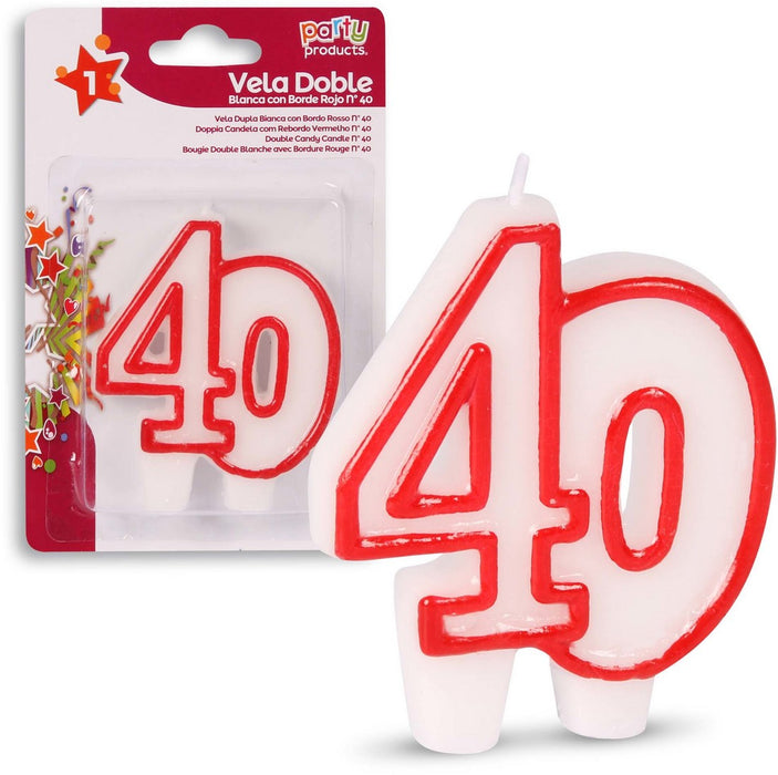 Party Products Red and White Candle, Nr. 40, 1 ct