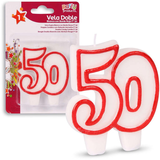Party Products Red and White Candle, Nr. 50, 1 ct