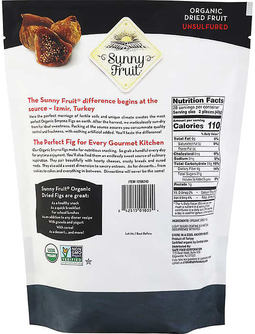 Sunny Fruit Organic Sun-Dried Figs, 40 oz