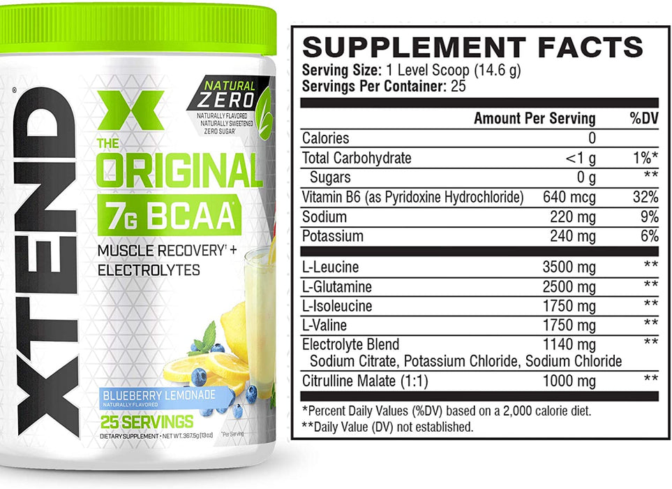 Xtend The Original 7G BCAA Powder Supplement, Blueberry Lemonade, 25 Servings , 367 gr