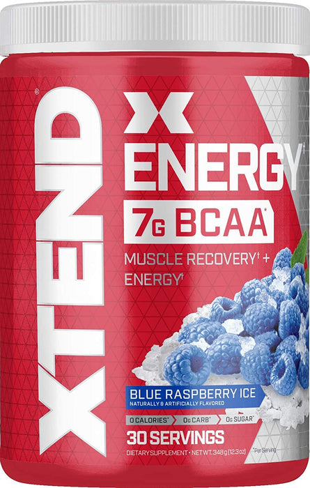 Xtend Energy 7G BCAA Muscle Recovery + Energy Powder Supplement, Blue Raspberry Ice, 348 gr