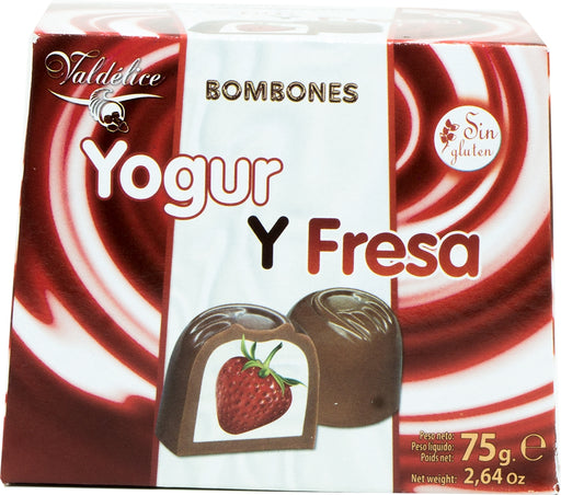 Valdelice Milk Chocolate with Strawberry Cream Yogurt Filling, 75 gr