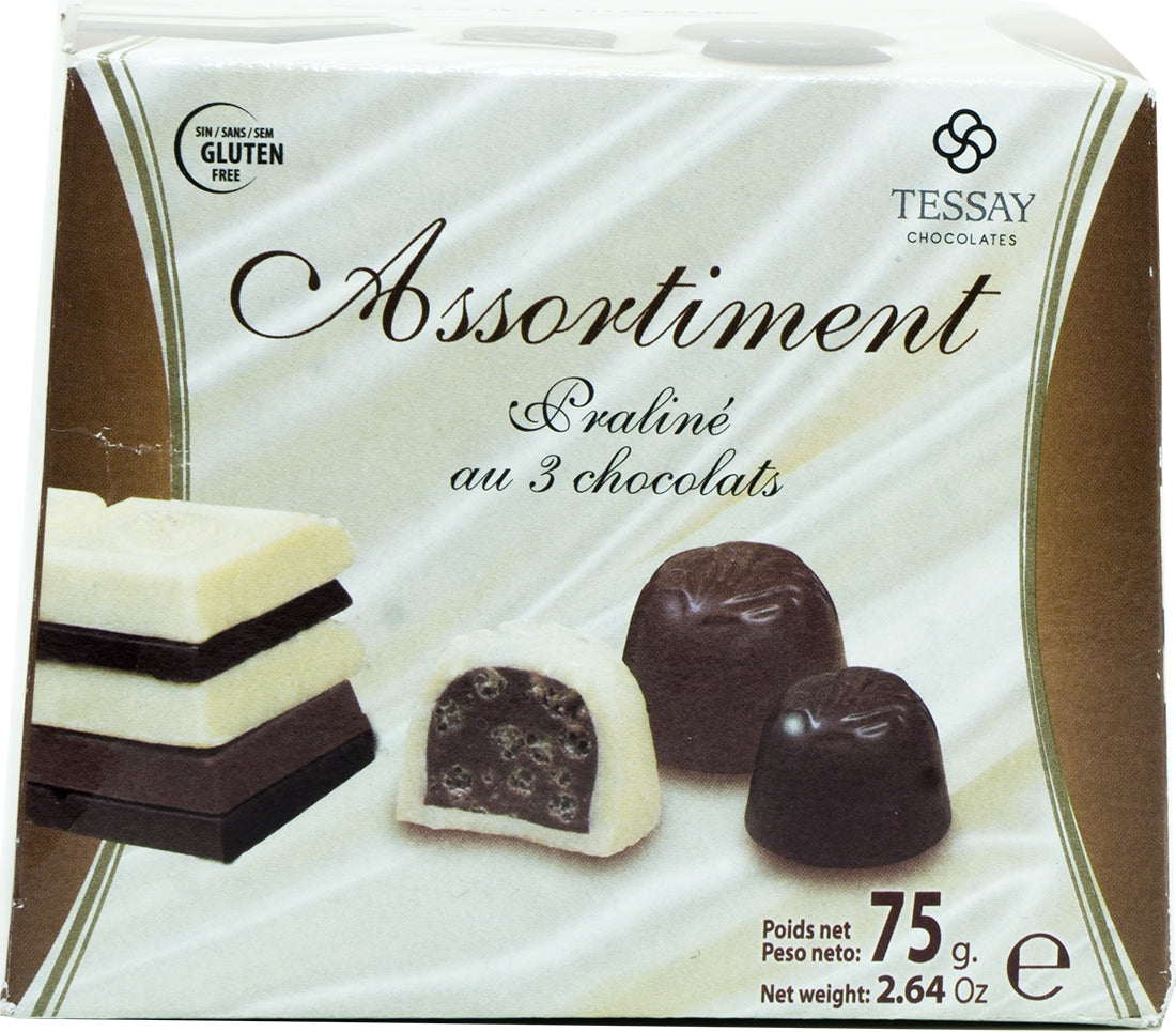 Tessay 3 Chocolate Crisp Praline Assortment, 75 gr