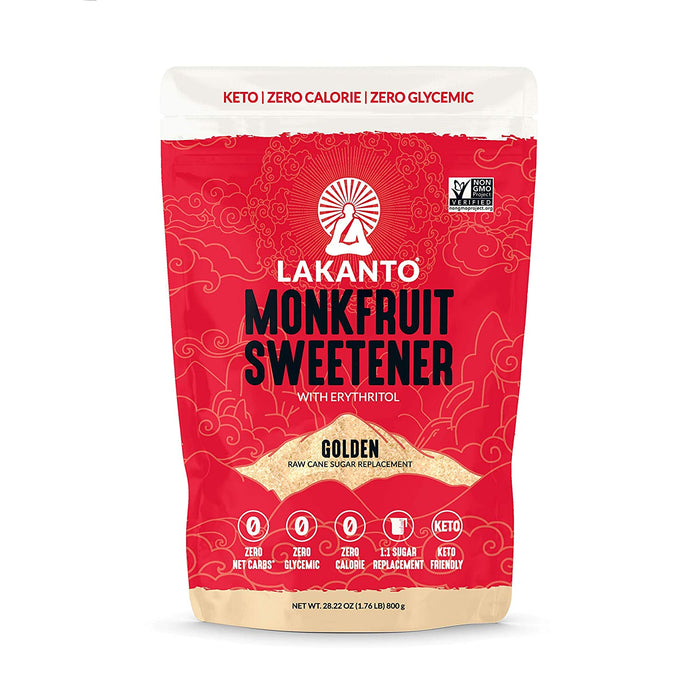 Lakanto Monkfruit Sweetener, Golden Raw Cane Sugar Replacement , 28.22 oz