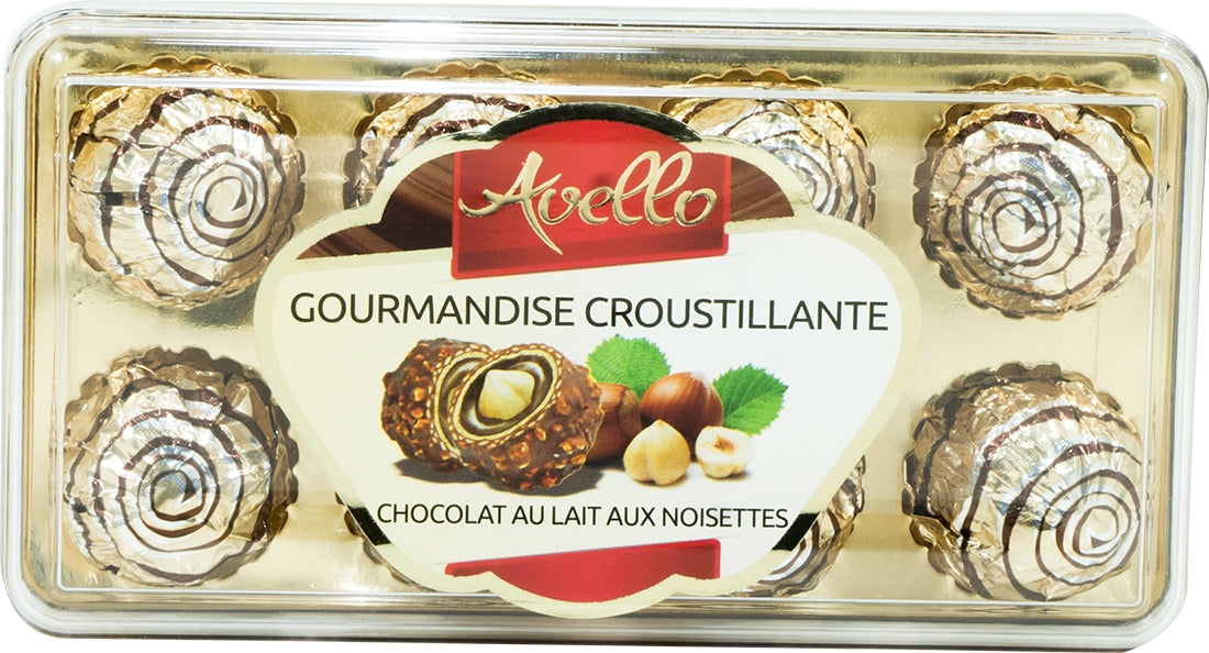 Avello Crunchy Sweetness Milk Chocolate with Hazelnut, 8 ct