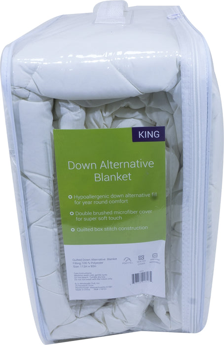 Down Alternative King Size Blanket, Ivory, 112 x 92 inch