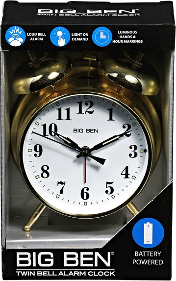 Westclox Big Ben Gold Twin Bell Battery Powered Alarm Clock, 1 ct