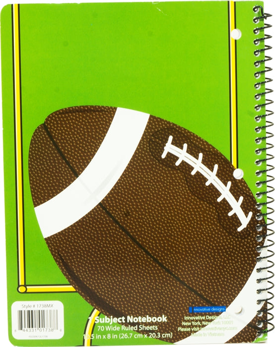 Innovative Designs Sports Theme Notebook, Football, 70 sheets