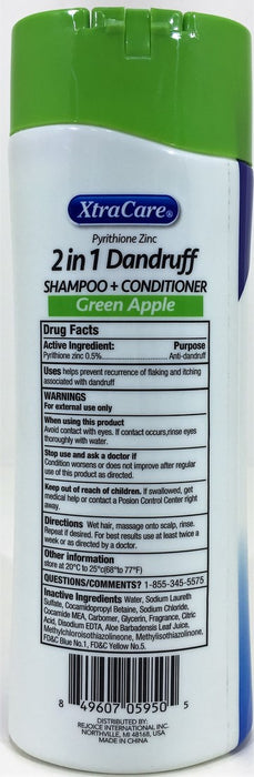 Xtra Care 2 in 1 Dandruff Shampoo & Conditioner with Green Apple, 13.5 oz