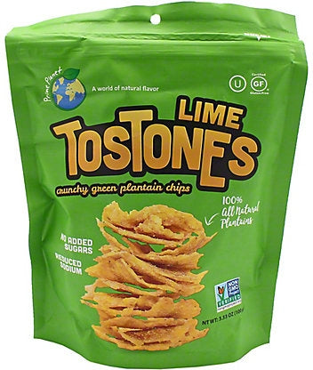 Tostones Plantain Chips, Lime, 100 gr