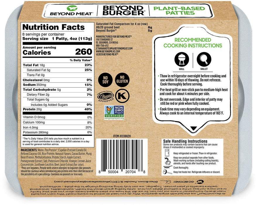 Beyond Meat Beyond Burger Plant-Based Patties, 8 ct