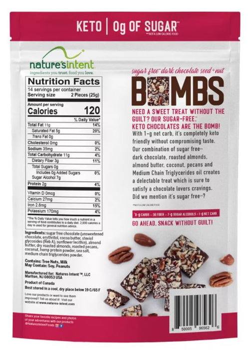 Natures Intent Keto Dark Chocolate Seed & Nuts Bombs , 12.35 oz