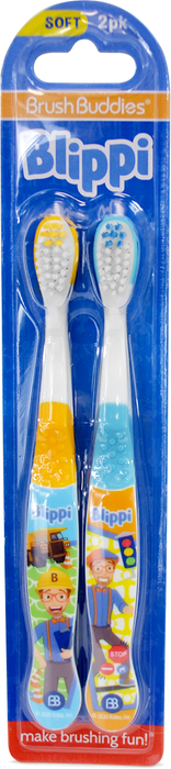 Blippi Brush Buddies Tooth Brushes For Kids, Soft, 2-Pack , 2 ct