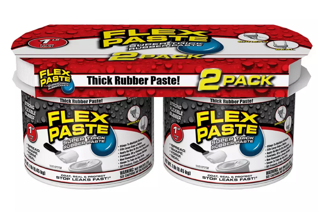 Flex Paste Thick Rubber Paste, White, 2-Pack , 2 x 1 lbs