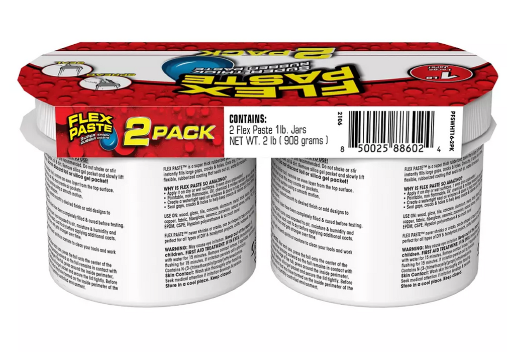 Flex Paste Thick Rubber Paste, White, 2-Pack , 2 x 1 lbs