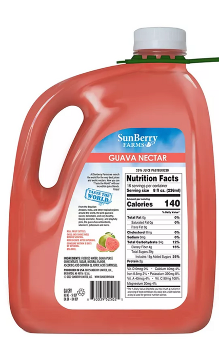 Sunberry Farms Guava Nectar Juice , 128 oz