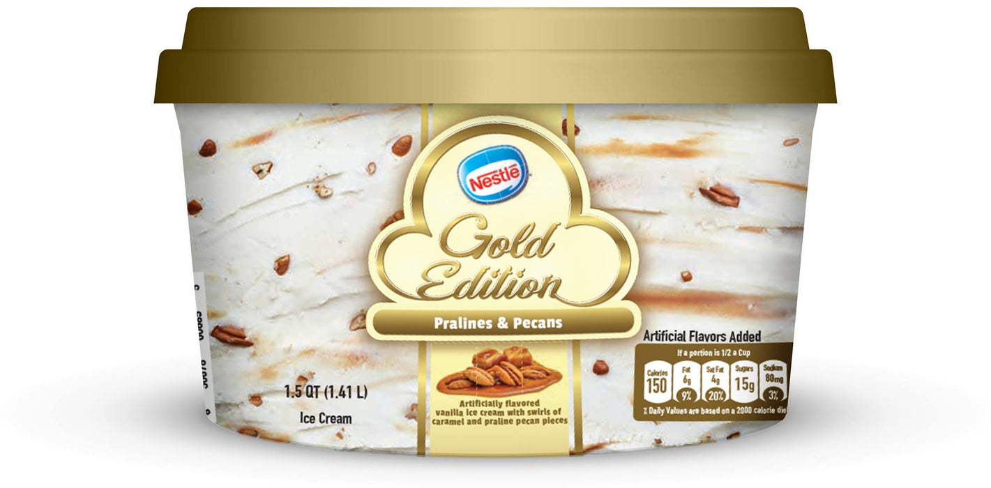 Nestle Gold Edition Ice Cream, Pralines & Pecans Flavor, 1.5 qt