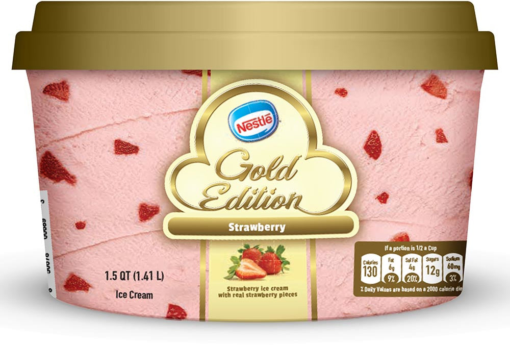 Nestle Gold Edition Ice Cream, Strawberry Flavor, 1.5 qt