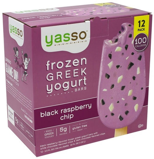 Yasso Frozen Greek Yoghurt Bars, Black Raspberry Chip, 12 ct