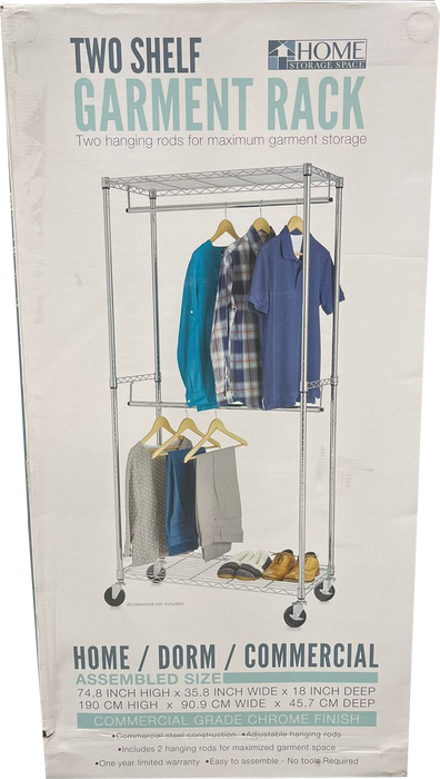 Home Storage Space Two Shelf Garment Rack, Assembled Size , 1 pc
