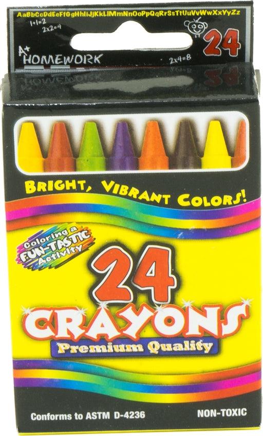 A+ Homework Premium Quality Crayons in Bright, Vibrant Colors, 24 ct