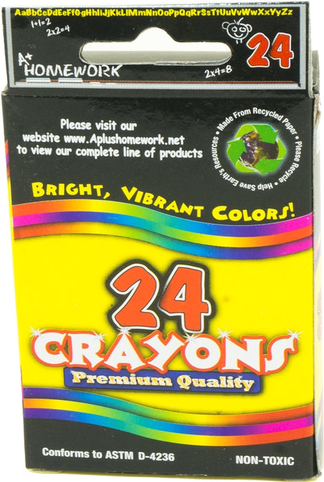 A+ Homework Premium Quality Crayons in Bright, Vibrant Colors, 24 ct