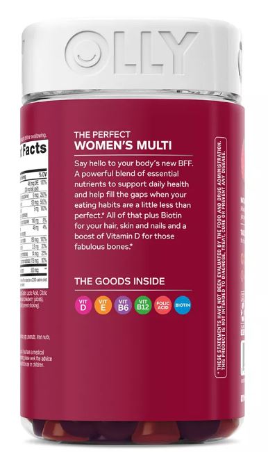 Olly Women's Mutlivitamin Gummies, Blissfull Berry Flavor, 200 ct