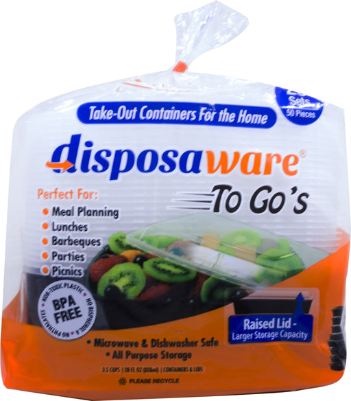 Disposaware To Go's Plastic Storage Containers with Lid, 25 sets