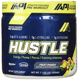 API Hustle Atlethe-Focussed  Pre-Workout Drink, Fruit Punch, 201 gr