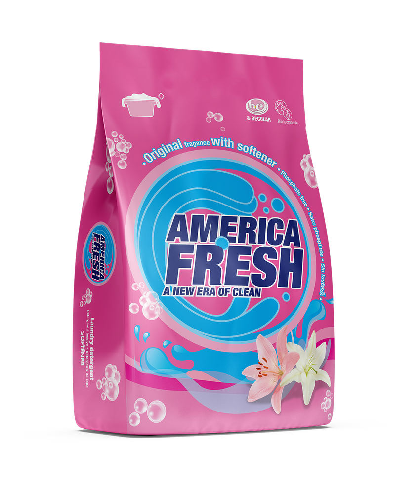 America Fresh Laundry Powder Detergent With Softener , 5 kg