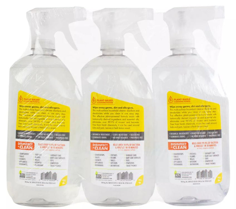 Boulder Clean Disinfectant Spray Cleaner, Value Pack, Lemon Scent , 3 x 28 oz