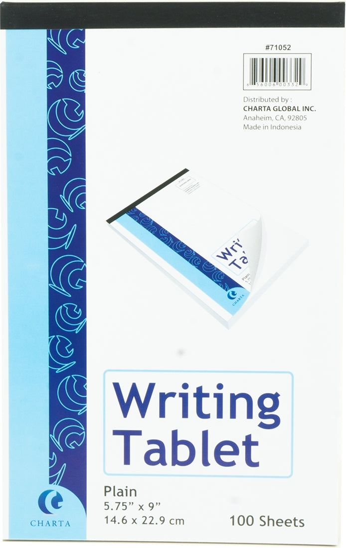 Charta Plain Writing Tablet, White Papers, 100 sheets — Goisco.com