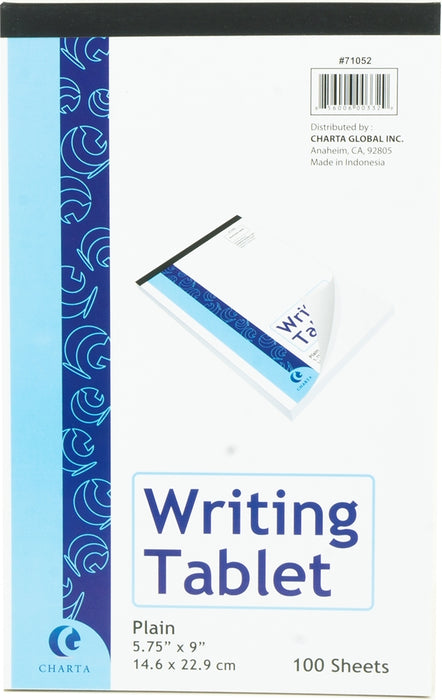 Charta Plain Writing Tablet, White Papers, 100 sheets
