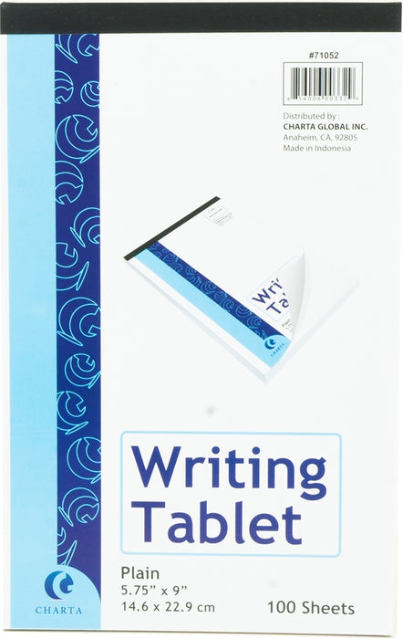 Charta Plain Writing Tablet, White Papers, 100 sheets — Goisco.com