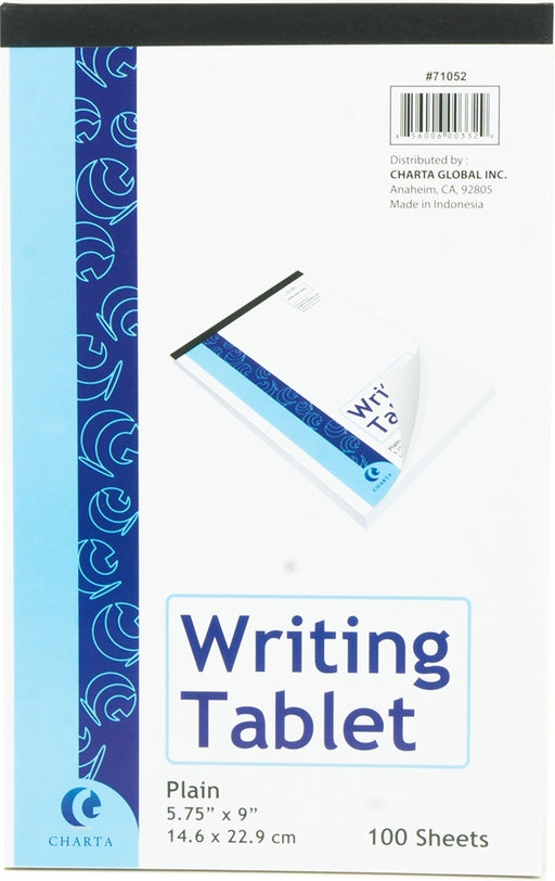 Charta Plain Writing Tablet, White Papers, 100 sheets