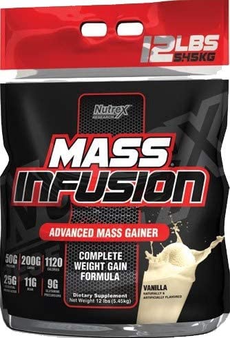 Nutrex Mass Infusion Advanced Mass Gainer Protein Powder, Vanilla Flavor , 12 lbs