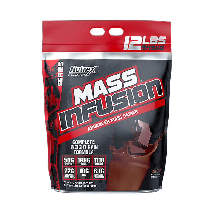 Nutrex Mass Infusion Advanced Mass Gainer Protein Powder, Chocolate Flavor , 12 lbs