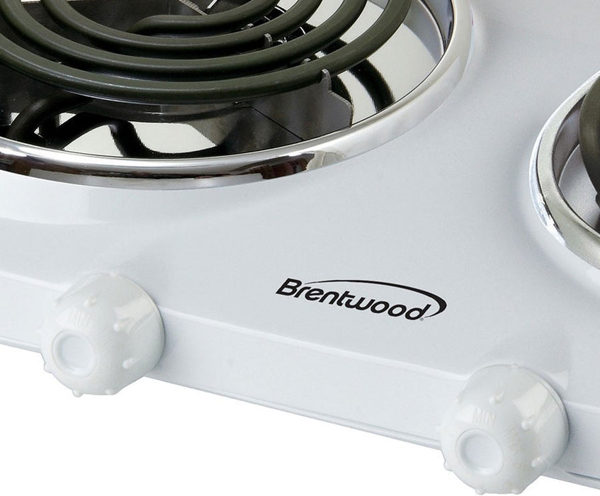 Brentwood 1500 Watt Double Electric Burner, White, Model #TS-368W