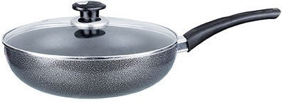 Brentwood 10 inch (26 cm) Non-Stick Aluminium Wok with Lid, Gray, Model #BWL-406