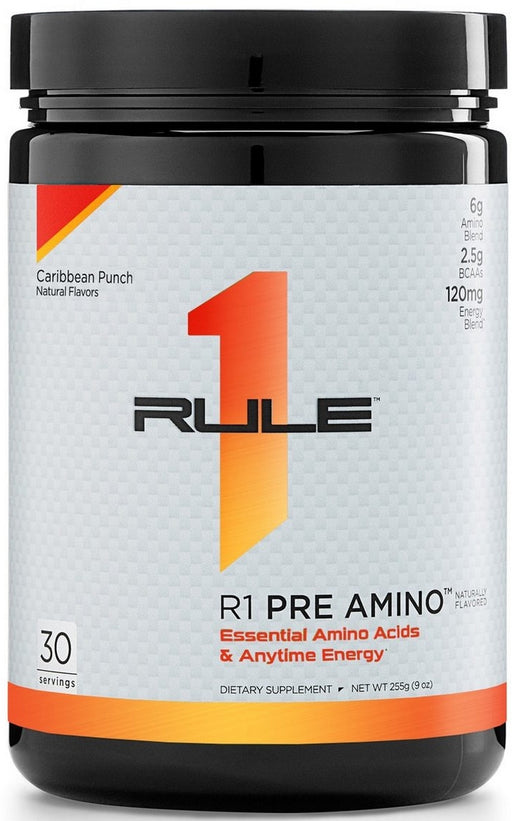 Rule 1 Pre Amino Naturally Flavored, Caribbean Punch, 258 gr