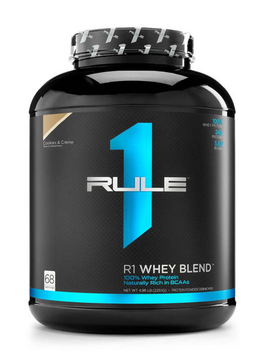 Rule 1 Whey Blend With BCAA's Protein Powder, Cookies & Crème Flavor, 5.17 lbs