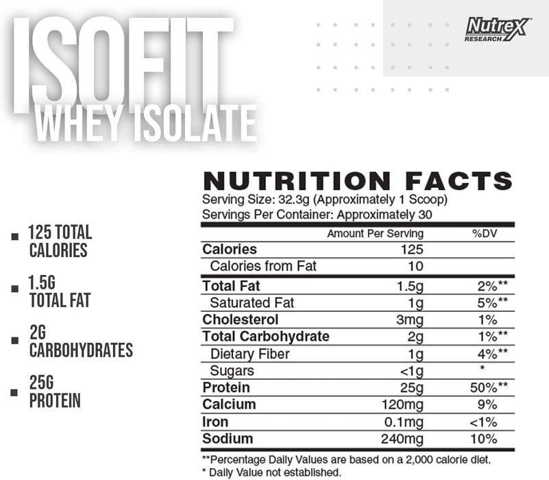 Nutrex ISO-Fit 100% Instantized Whey Protein Isolate, Vanilla Bean Ice Cream Flavor, 2.1 lbs