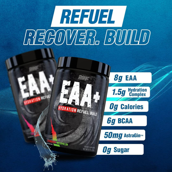 Nutrex EAA+ Hydration Muscle Strength + Recovery + Building BCAAs Powder, Blood Orange Flavor, 390 gr