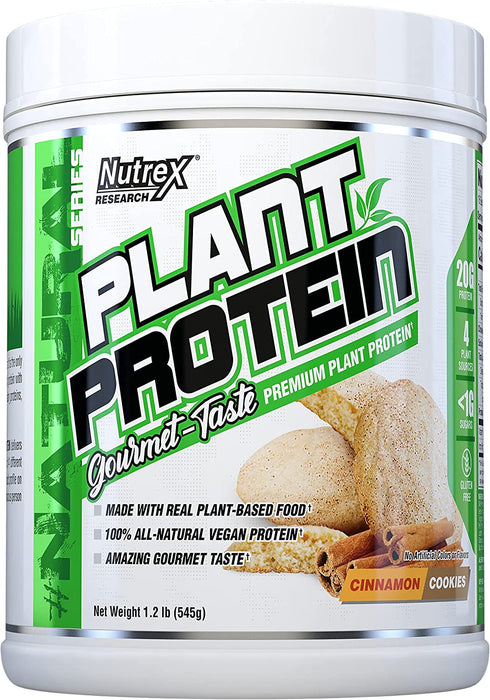 Nutrex Plant Protein Gourmet-Taste Protein Powder, Cinnamon Cookies Flavor , 1.2 lbs