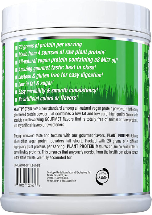 Nutrex Plant Protein Gourmet-Taste Protein Powder, Cinnamon Cookies Flavor , 1.2 lbs