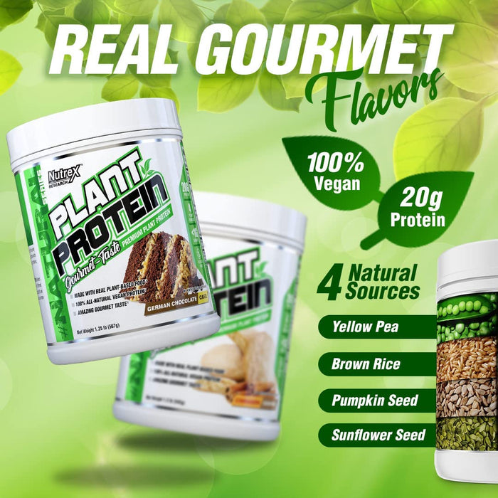 Nutrex Plant Protein Gourmet-Taste Protein Powder, Cinnamon Cookies Flavor , 1.2 lbs