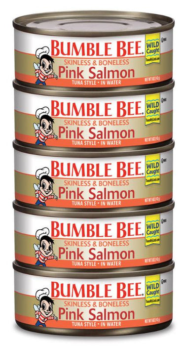Bumble Bee Skinless And Boneless Wild Pink Salmon , 5 x 5 oz