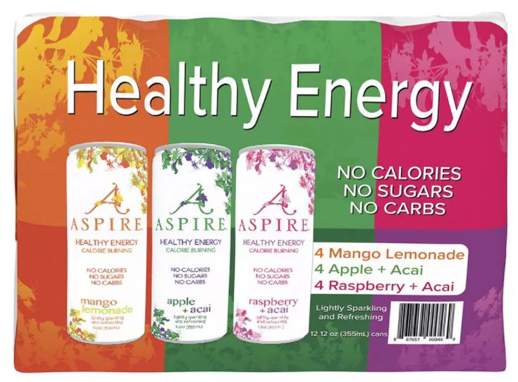 Aspire Healthy Energy Drink, Variety Pack , 12 x 12 oz