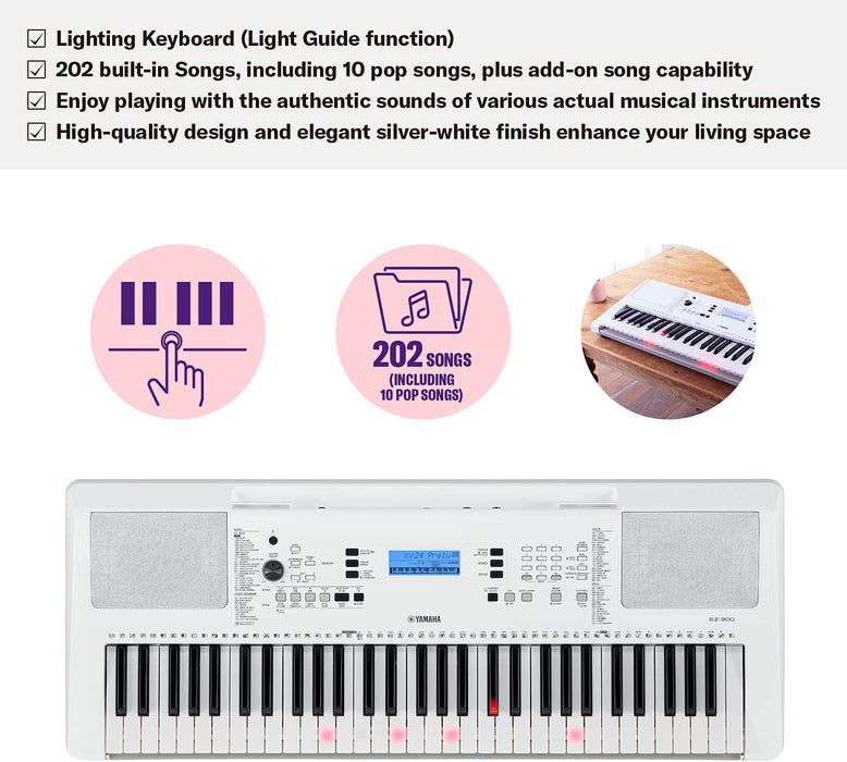 Yamaha 61-Key Lighted Portable Keyboard (EZ-300AD), 61 key