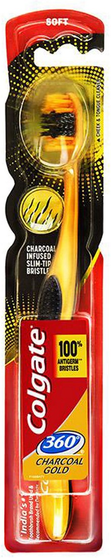 Colgate 360 Charcoal Gold Toothbrush, Soft